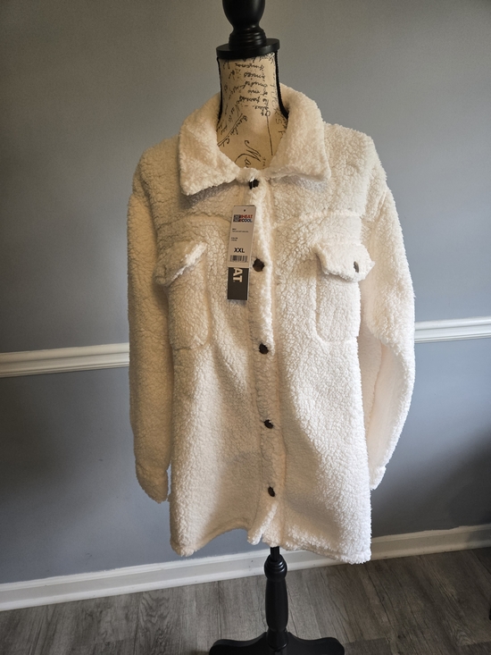 Jackets & Blazers - Cozy Cream Sherpa Button-Up Jacket - XXL